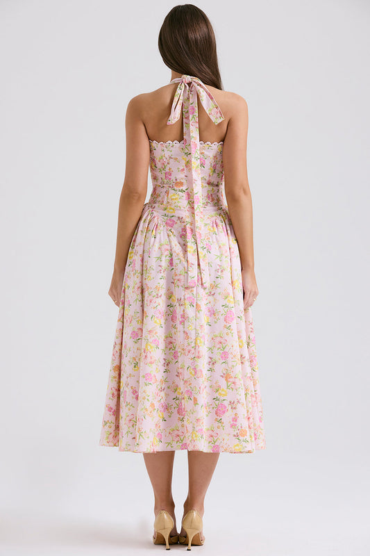 Floral Halter Neck Midi Dress