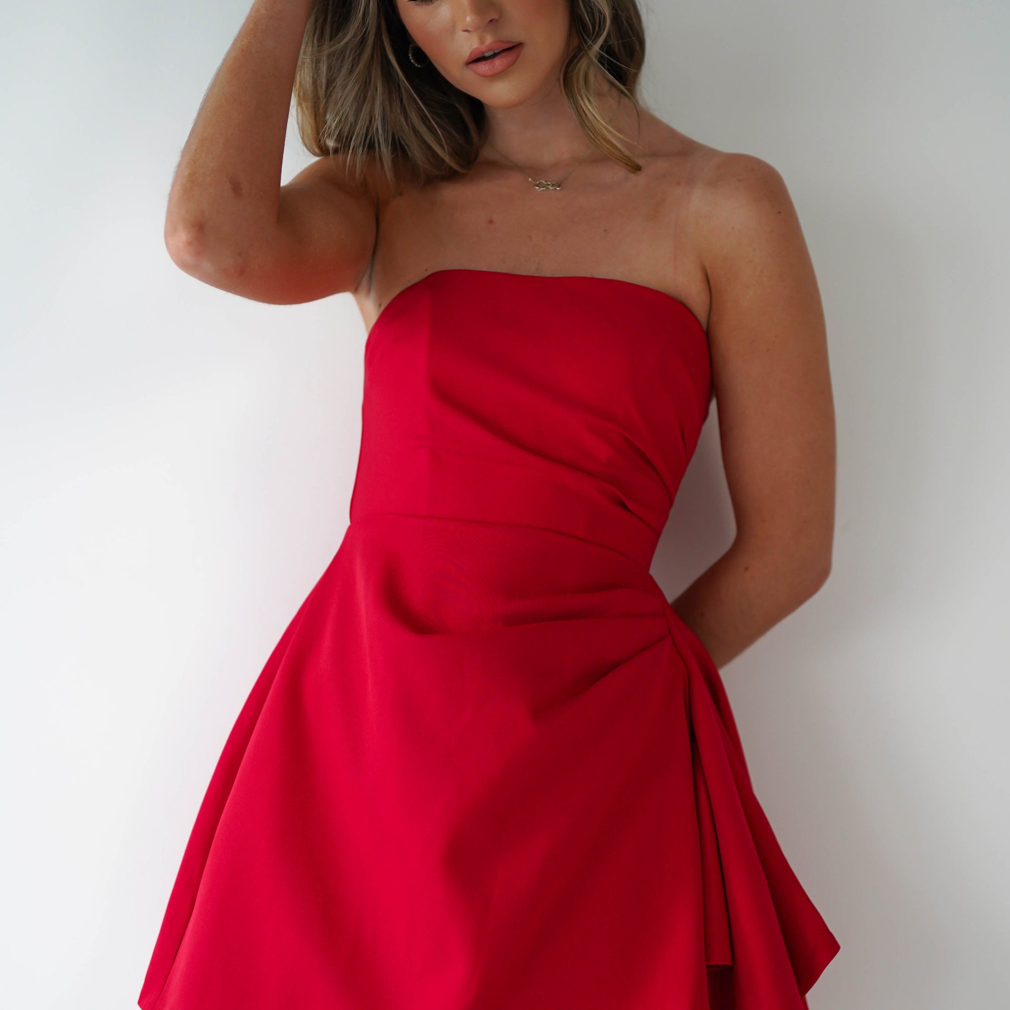 Quinta Strapless Mini Dress | Red