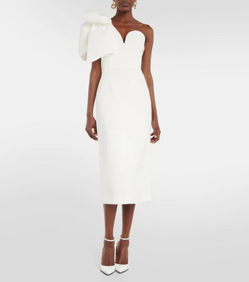 White One - Shoulder Bow - Detail Midi Dress