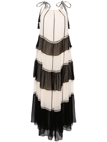Ruffled Silk Midi Dress