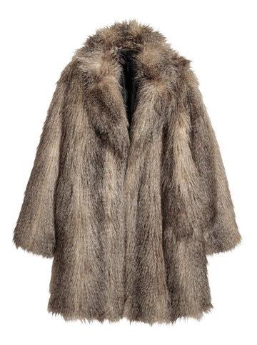 Grey Faux Fur Oversized Coat