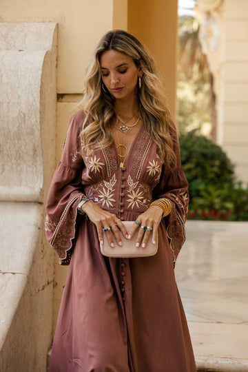 Bohemian Mocha Floral maxi Dress