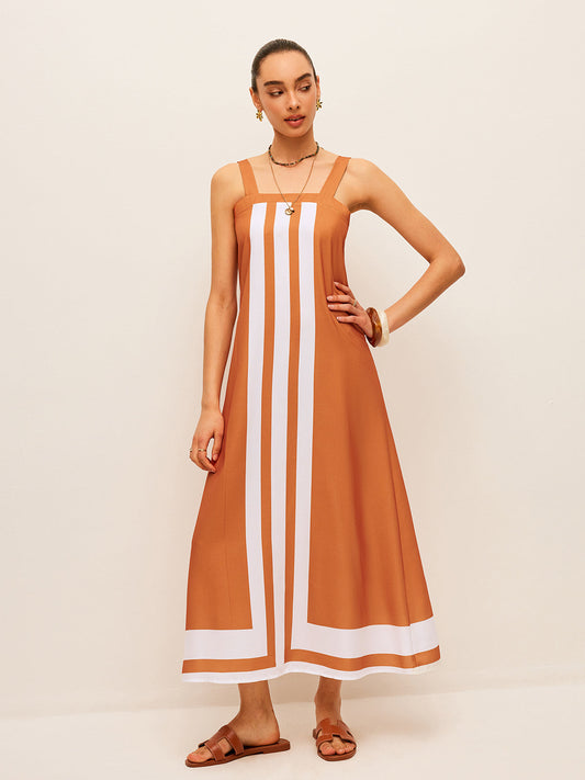 Color Block Square Neck Dress