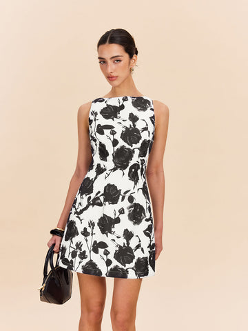 Backless Floral Print Dress
