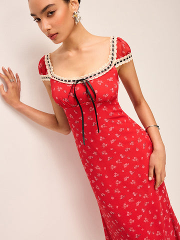 Tie-Back Floral Dress