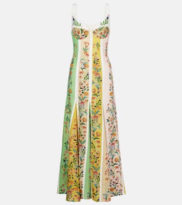 Delicate Floral Stripes Multicolor Maxi Dress
