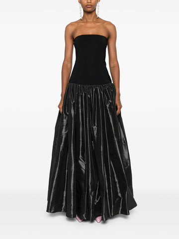 Black Strapless Satin - Skirt Maxi Dress