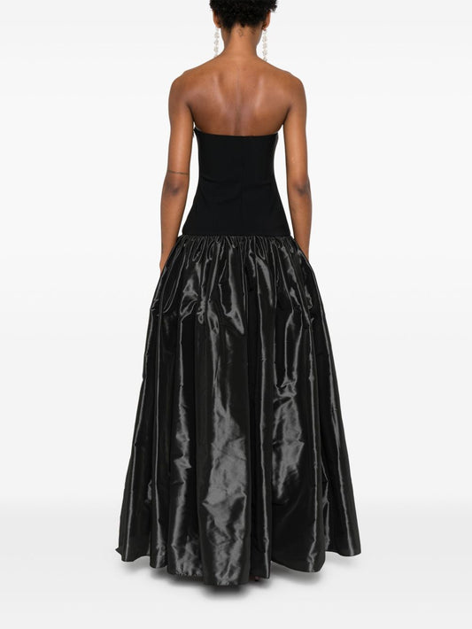 Black Strapless Satin - Skirt Maxi Dress
