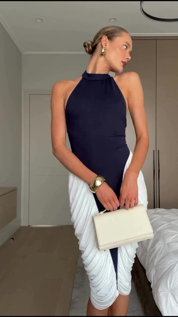 Party Fit Colorblock Pleated Dress