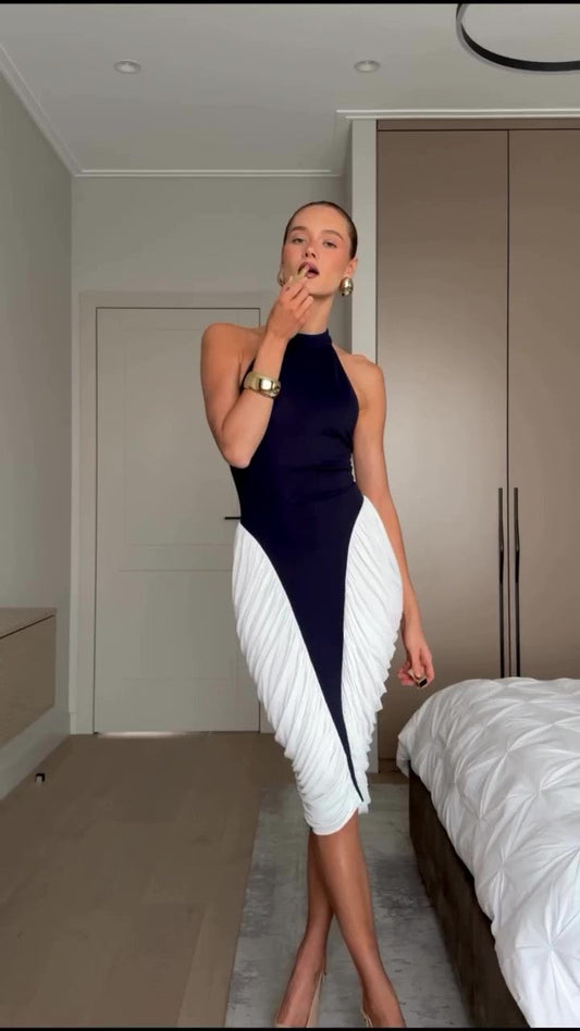 Party Fit Colorblock Pleated Dress