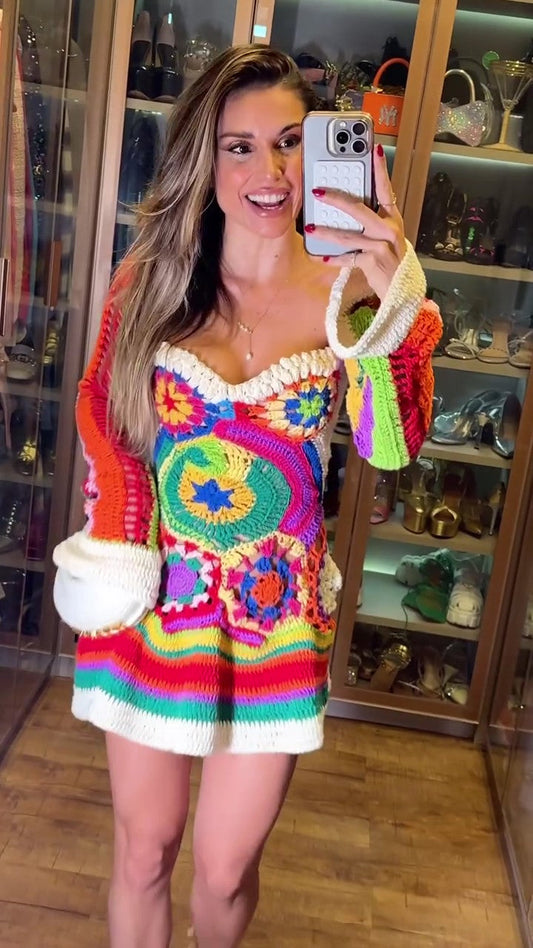 Bohemian Handmade Crochet Colorful Dress