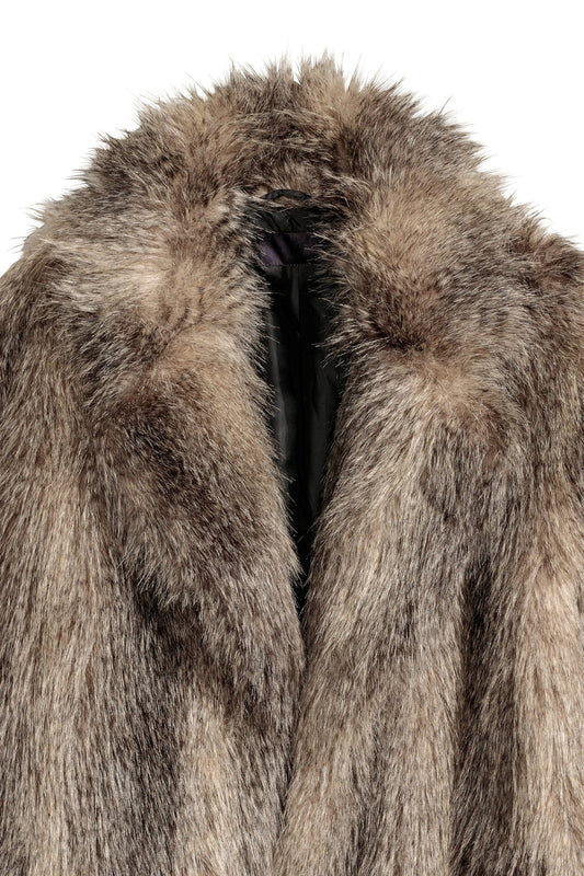 Grey Faux Fur Oversized Coat